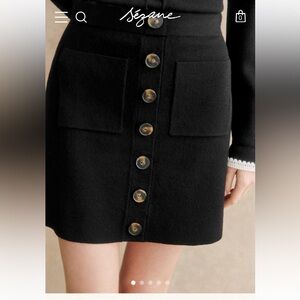 Sezane Louisa skirt in black knit